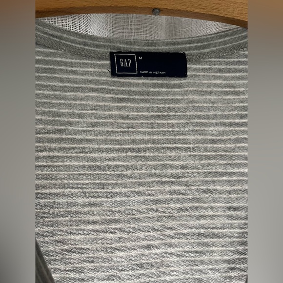 Gray Striped Cotton Casual Gap Dress - Picture 3 of 6